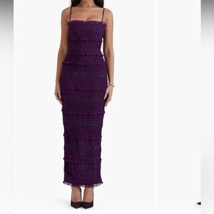 Solana Pleated Ruffle Sequin Dress House of CB